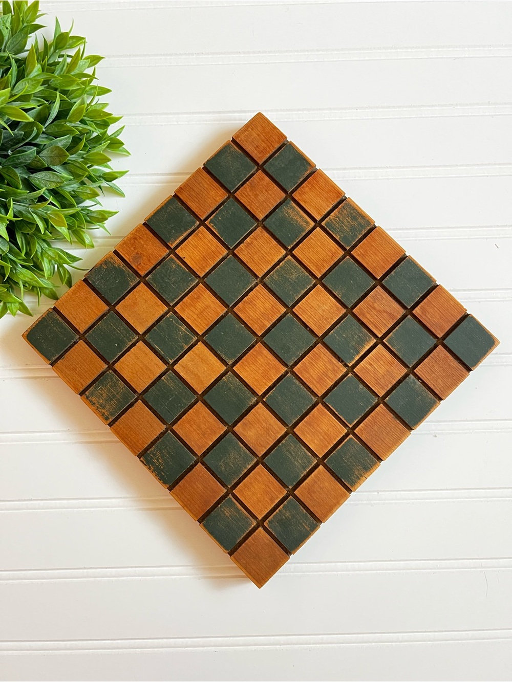 Antique Wooden Handmade Checkerboard